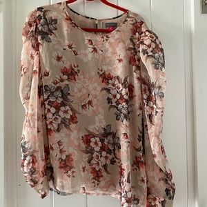 NWT Vince Camuto sheer pink floral top XXL